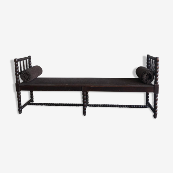 Banc garni de velours marron