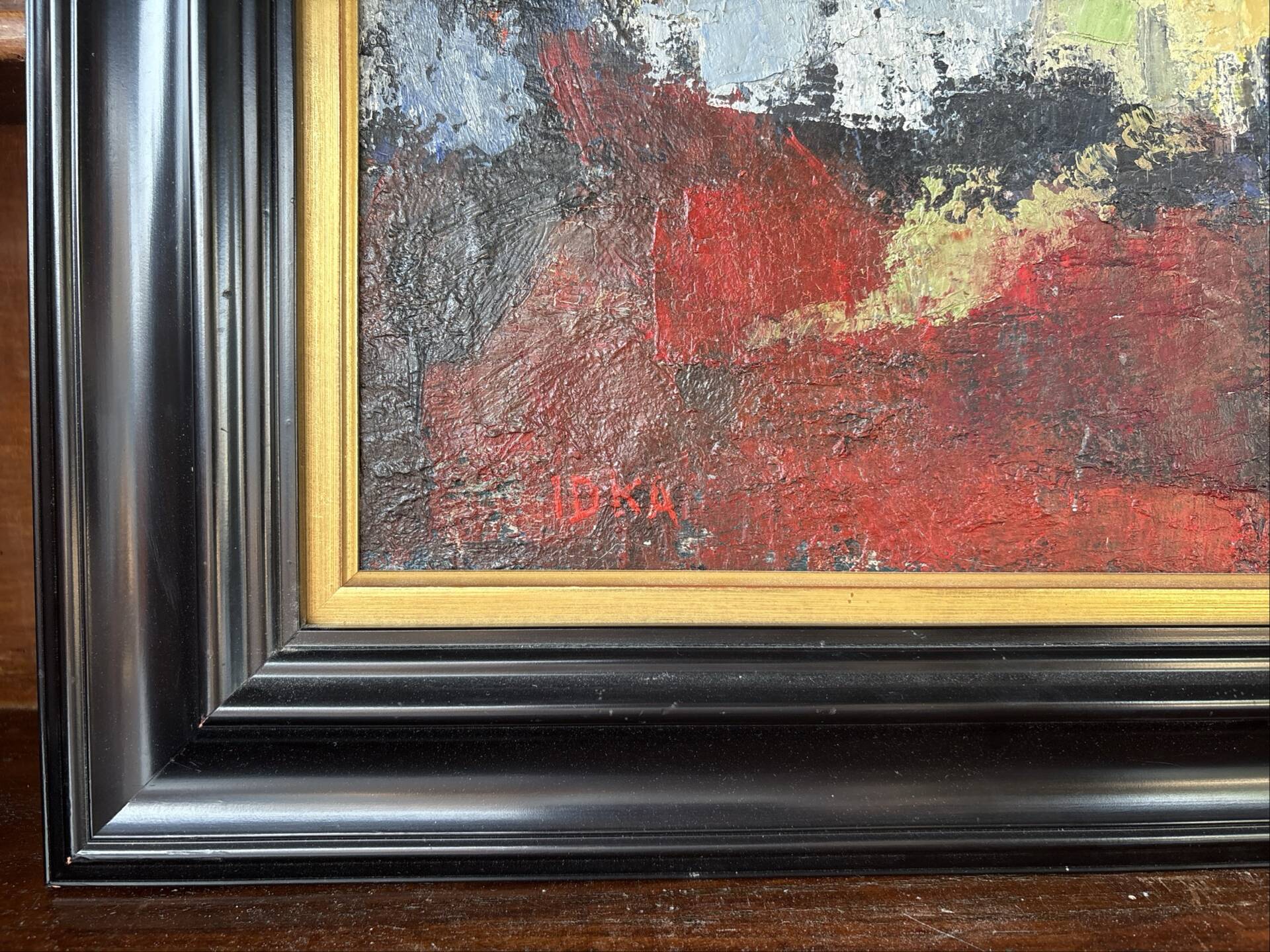 Signed painting by Idka Cohen, oil on canvas, still life with flowers, year
