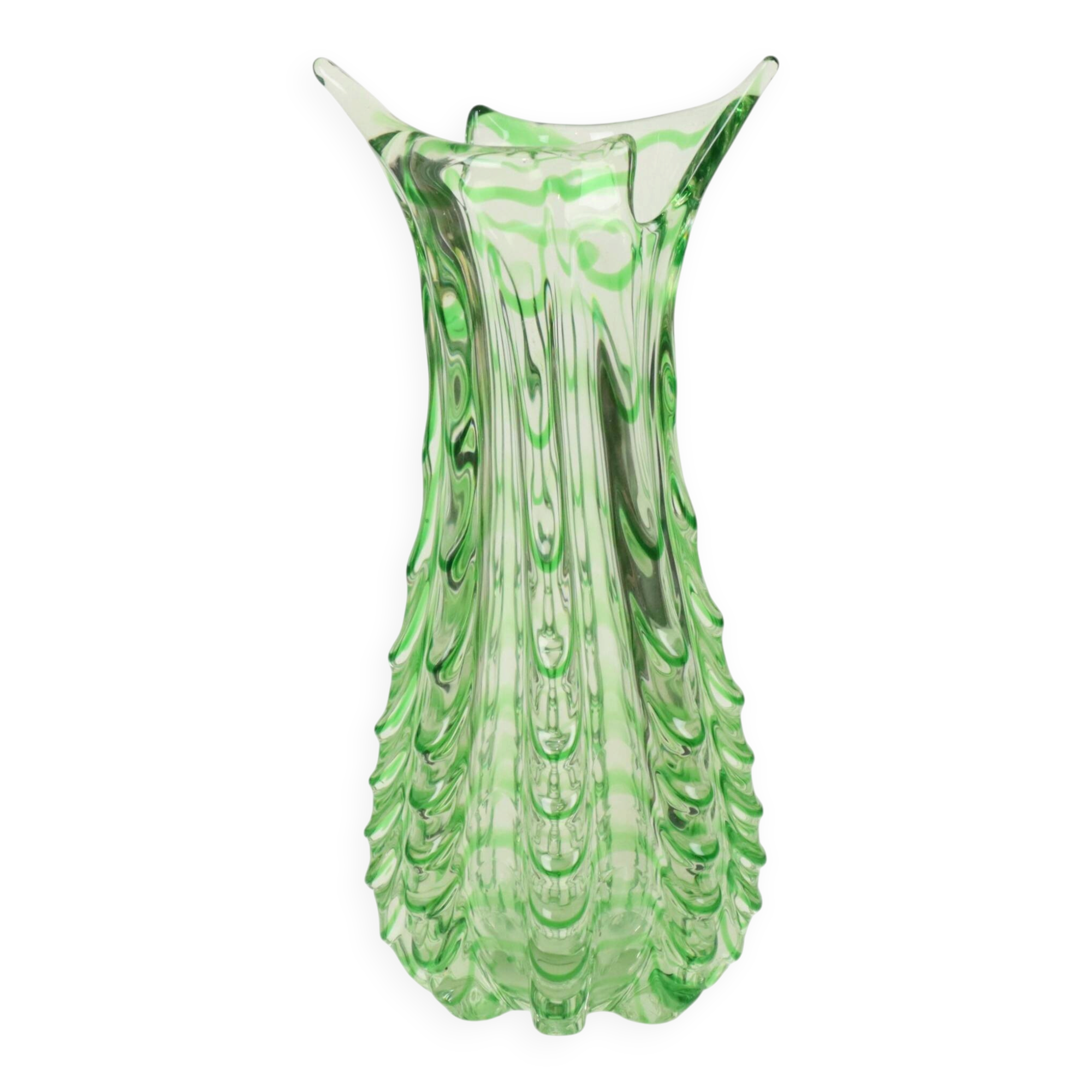 Large Green Glass Vase Murano Dino Martens Style 1960s