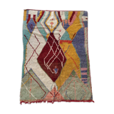 Moroccan Berber carpet Boujaad ecru with colorful patterns 292x197cm