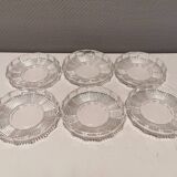 6 desert plates/ice cream plates in crystal glass from the 1960s.