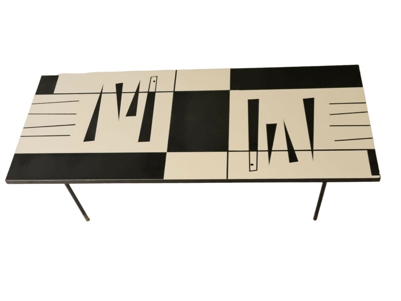 Mid century black and white graphic formica coffee table