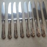 set of 10 silver metal knives