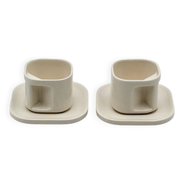Tasses en céramique ivoire design italien Makio Hasuike, années 70