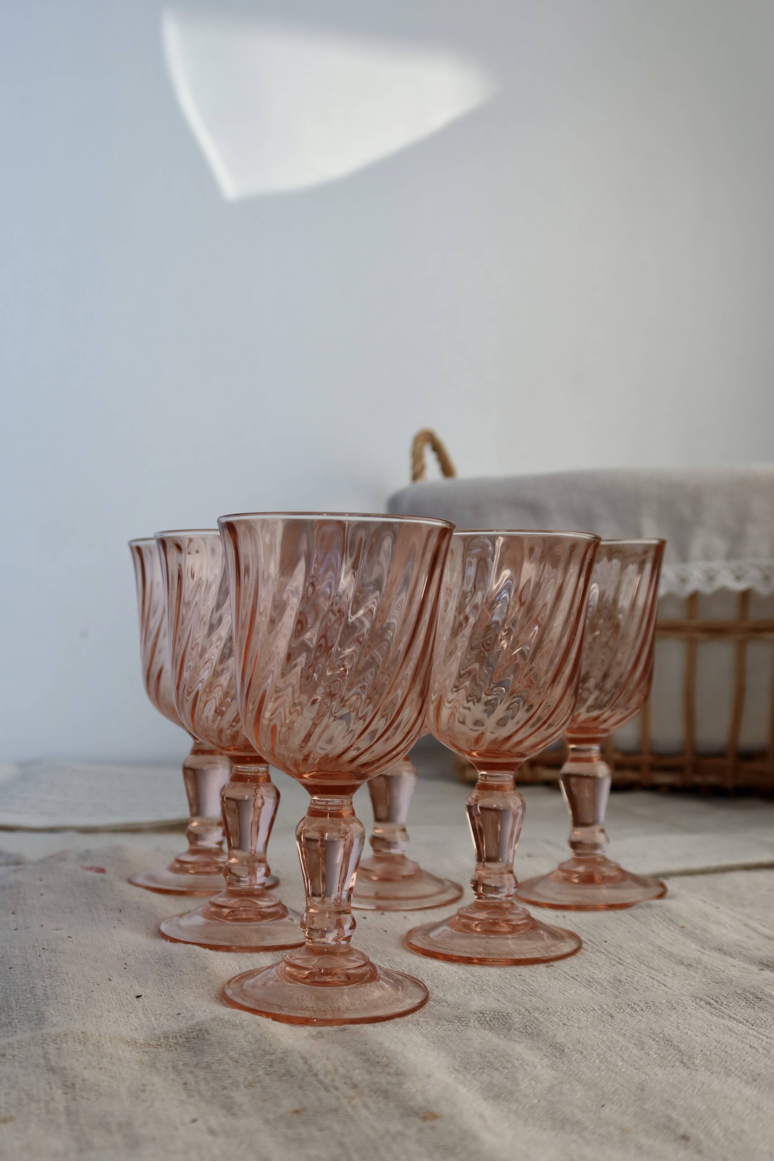 6 coupes à champagne vintage Luminarc Rosaline