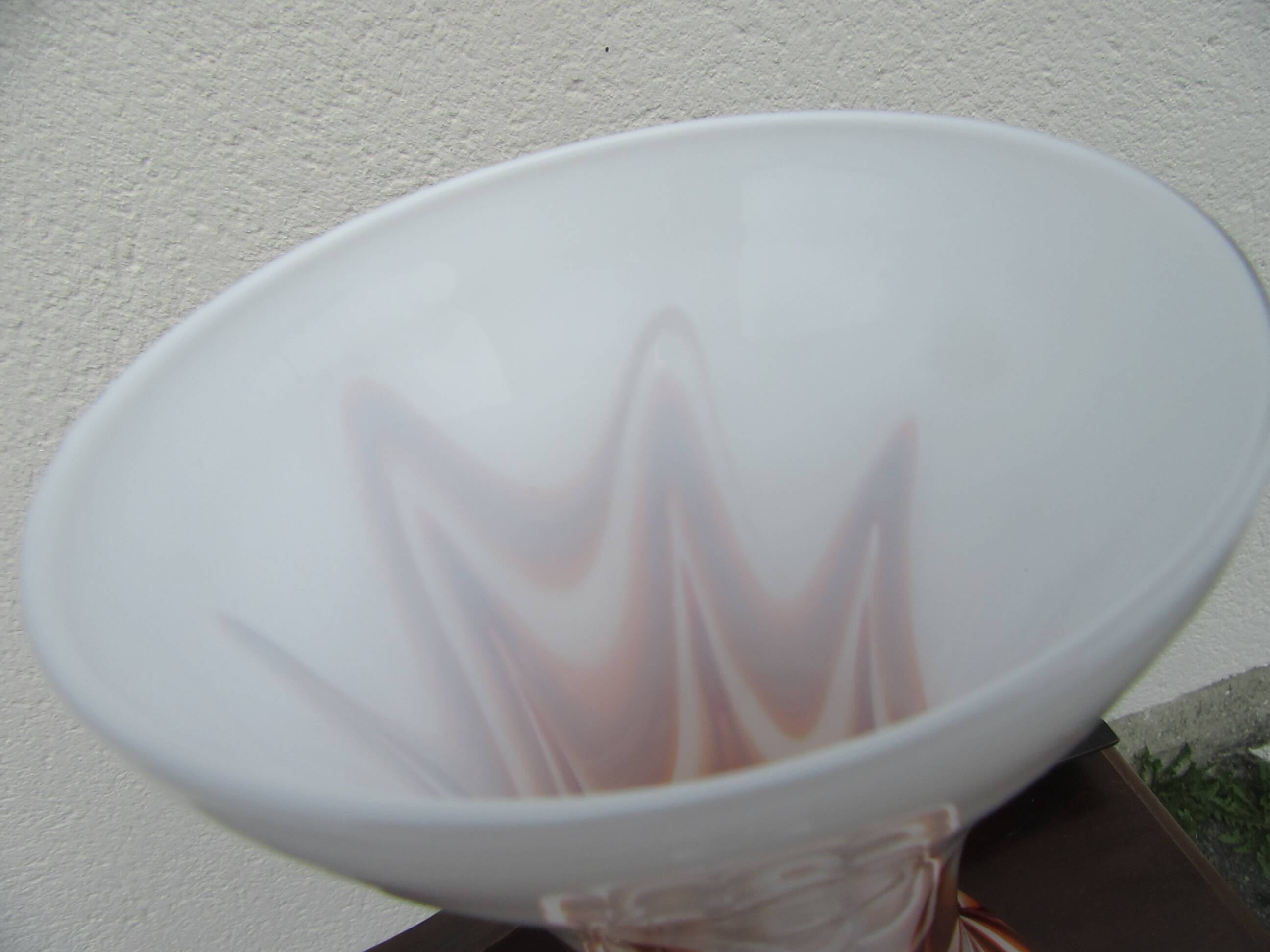 vintage orange and white Florentine opaline vase