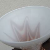 Vase vintage en opaline florentine orange et blanche