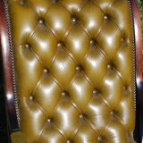 Chesterfield Victoria chair in green leather.