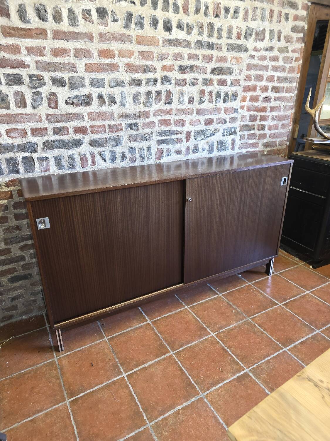 Vintage 1960s mahogany sideboard with sliding doors