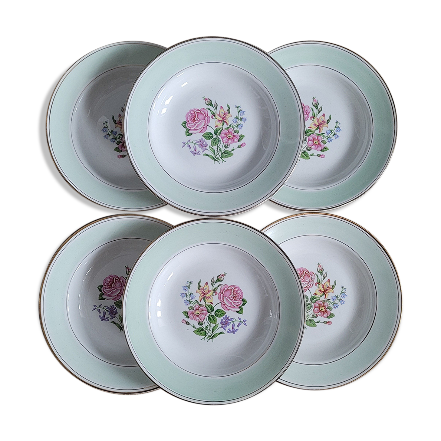 Set 6 plates Amandinoise fleuries
