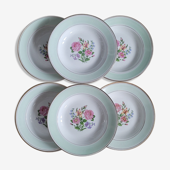 Set 6 assiettes Amandinoise fleuries