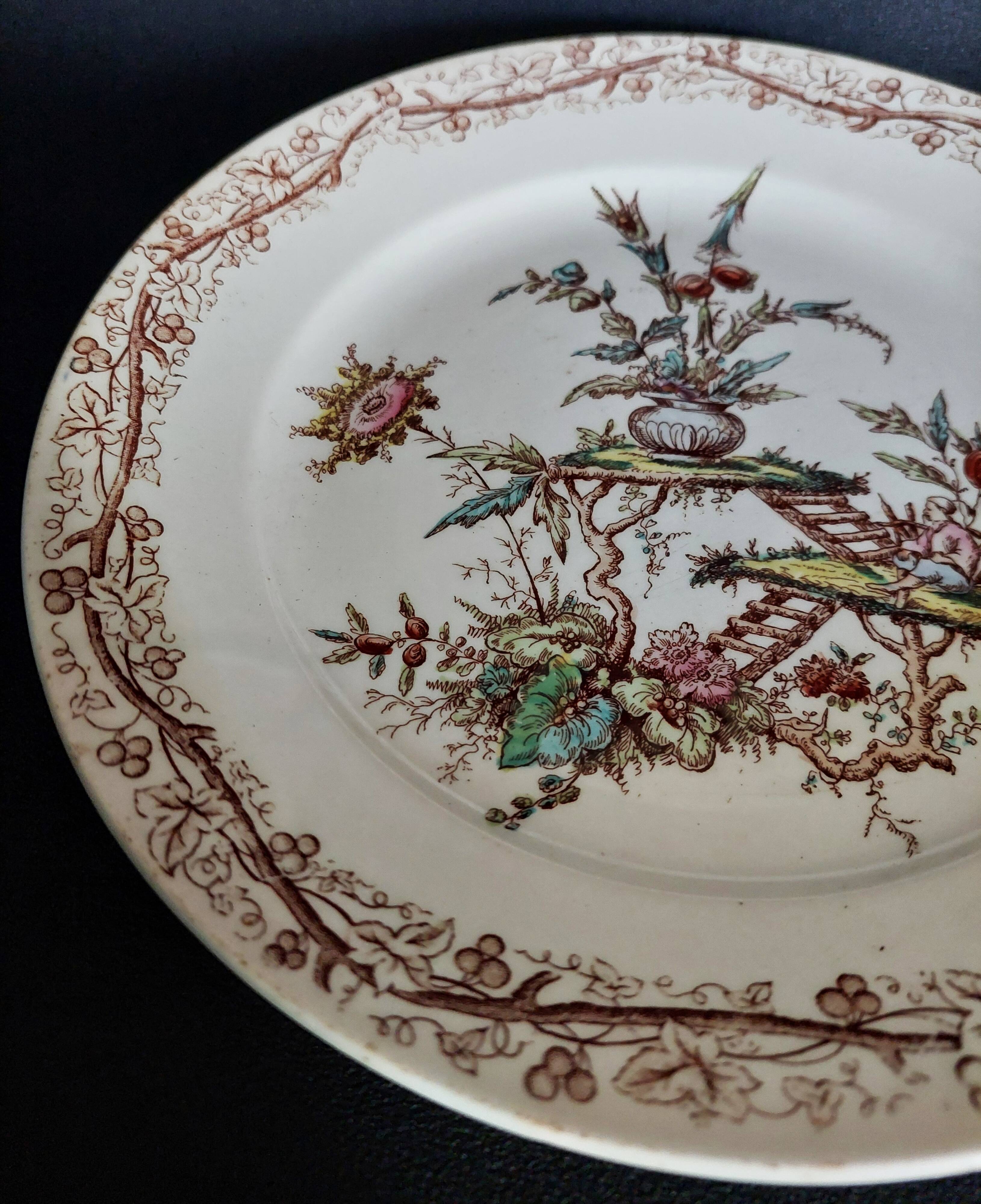 Ironstone plate by Keller and Guérin in Lunéville, late 19th century
