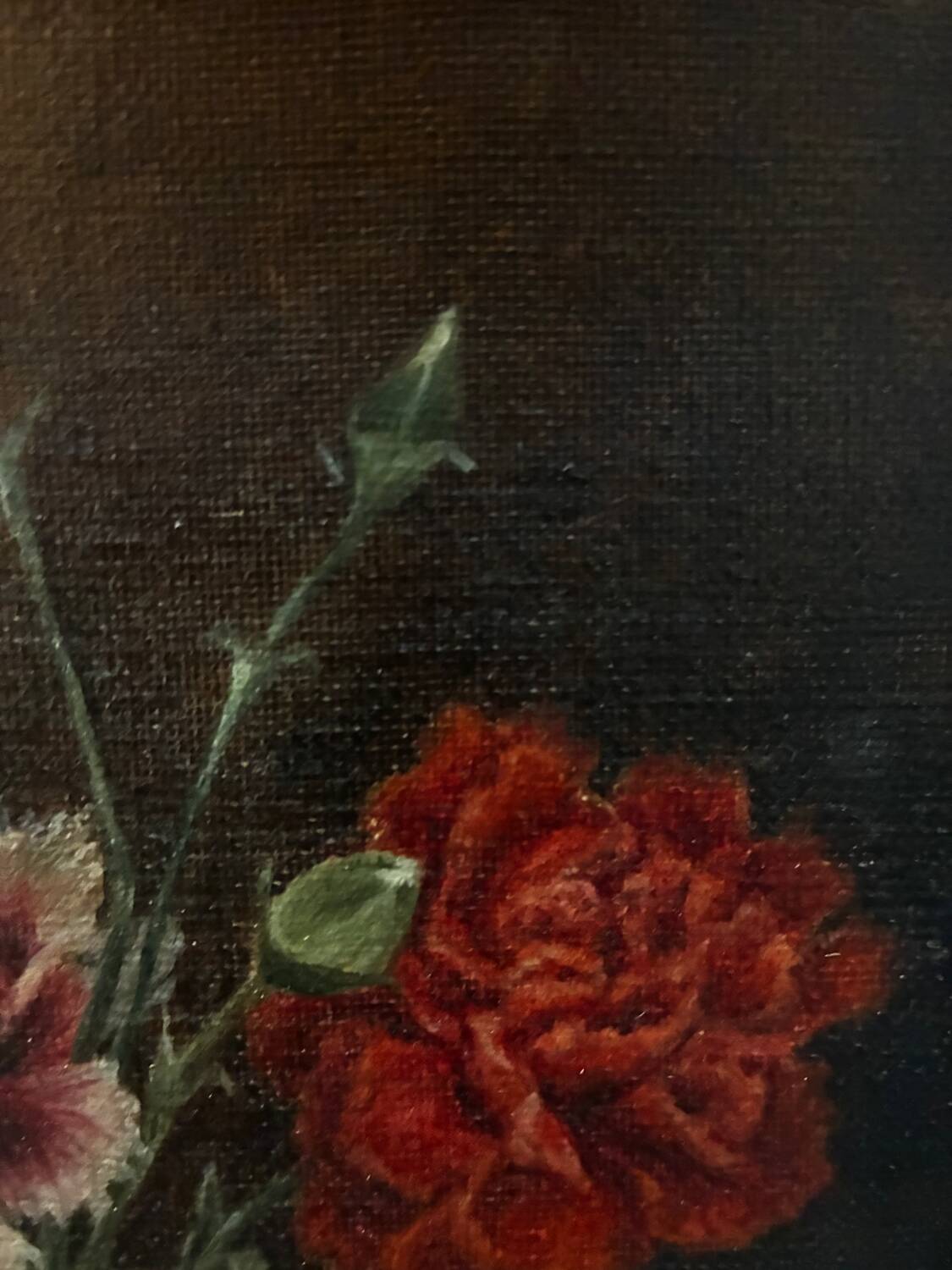 Still life with carnations, 20th century, signed