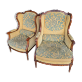 Fauteuils bergères Louis XVI, fin XIXe - début XXe