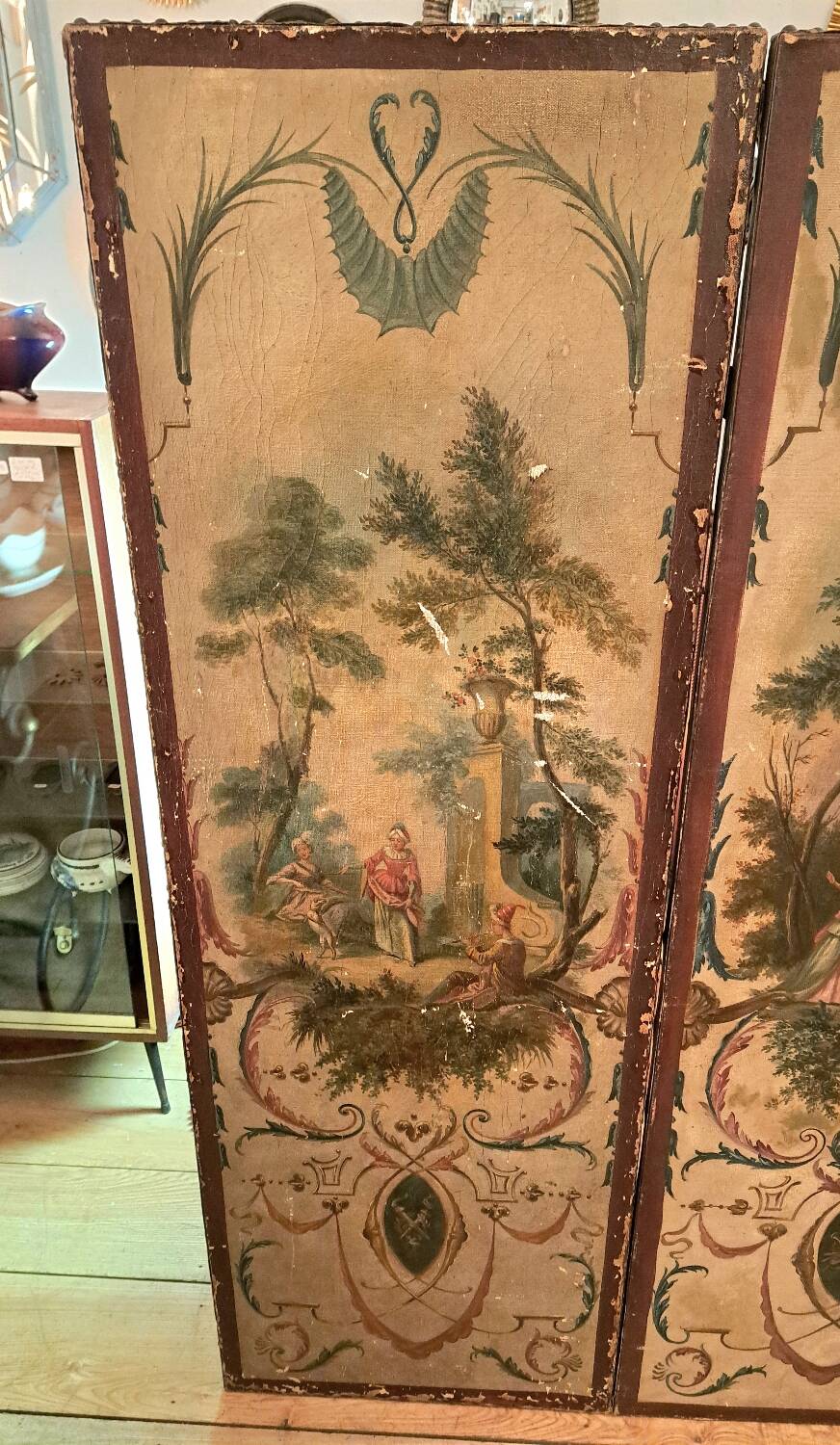 Louis XVI period screen, oil on canvas