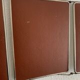 Vintage 1950s triptych barber's mirror, terracotta - 27 x 65 cm