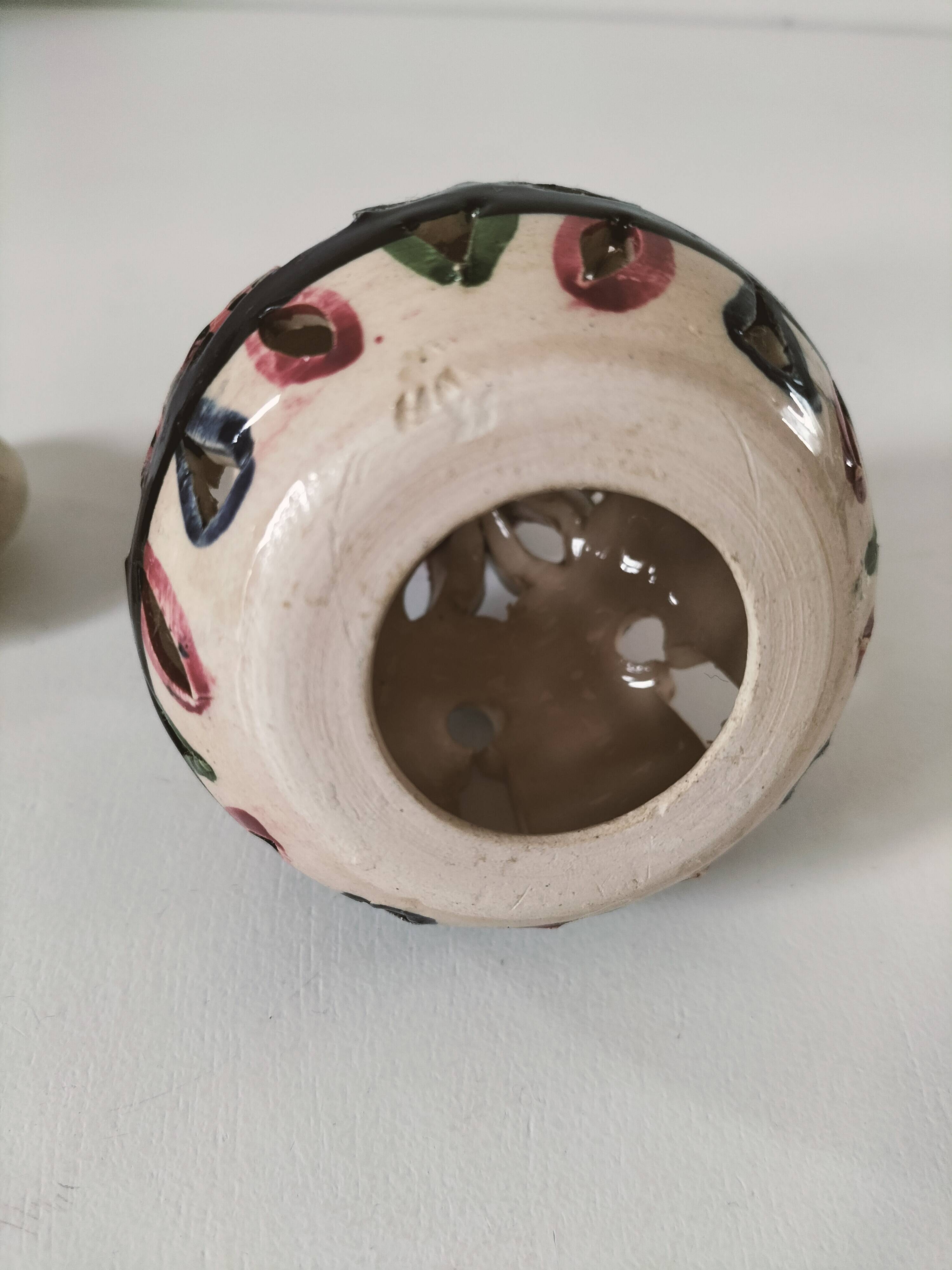 Openwork glazed ceramic candlestick-lantern – Tunisia, 1960s–1980s