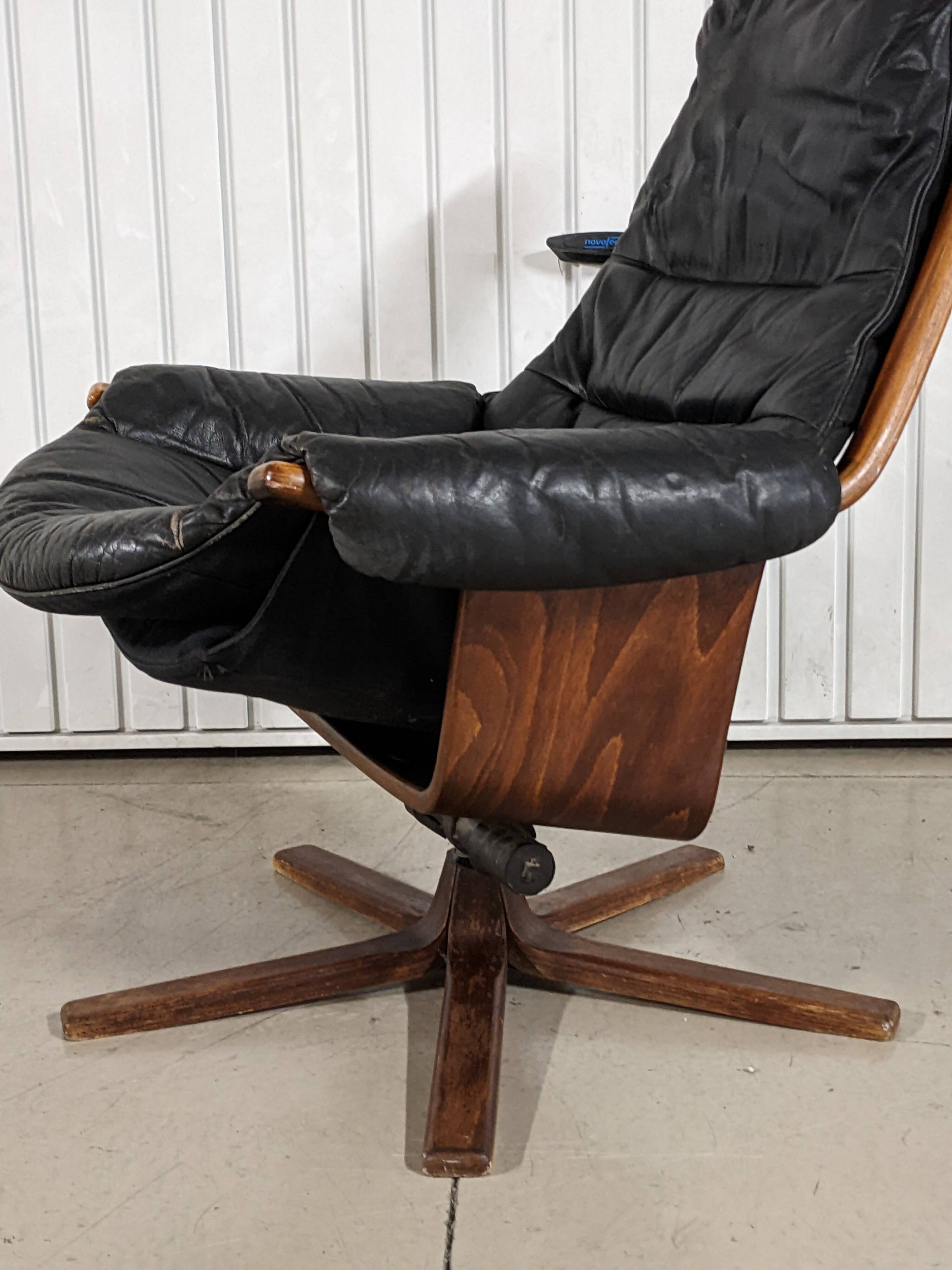 Vintage lounge armchair Gote Mobler 1960 swivel and reclining