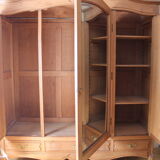 Louis XV style wardrobe in light oak, 3 beveled ice creams