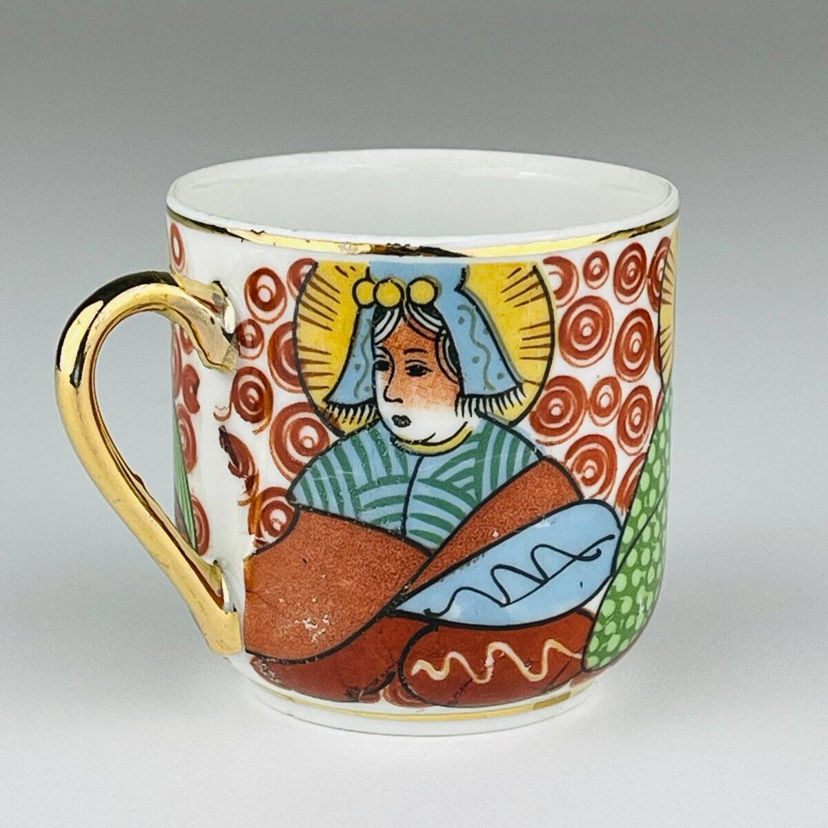 Japanese porcelain coffee service Lithophane Geisha, 1950s, set of 10.