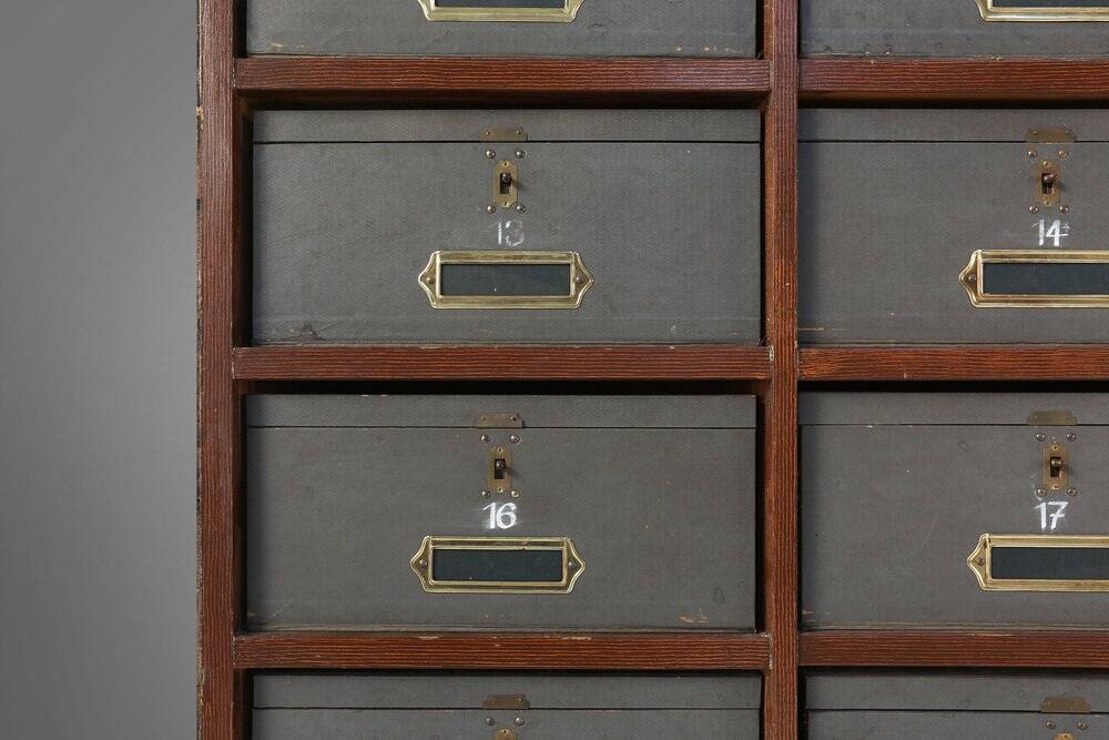 Industrial Filing Cabinet in Wood, Belgium 1920s