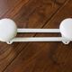 Vintage white metal coat rack with 2 hooks