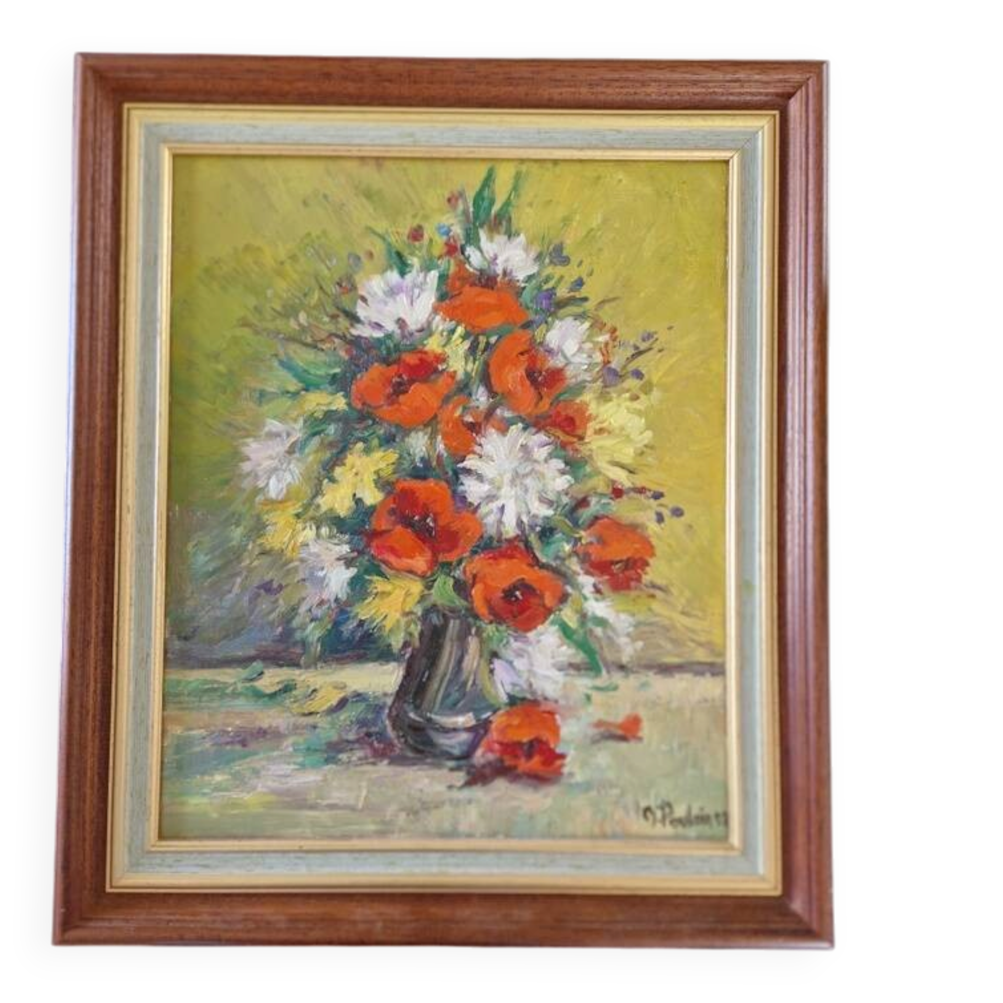 Michel Poulain (Born in 1932) - Oil on canvas - Bouquet of flowers