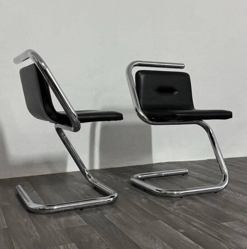Chrome Tubular Steel Armchairs by Luigi Bardini, 1970s, Set of 2