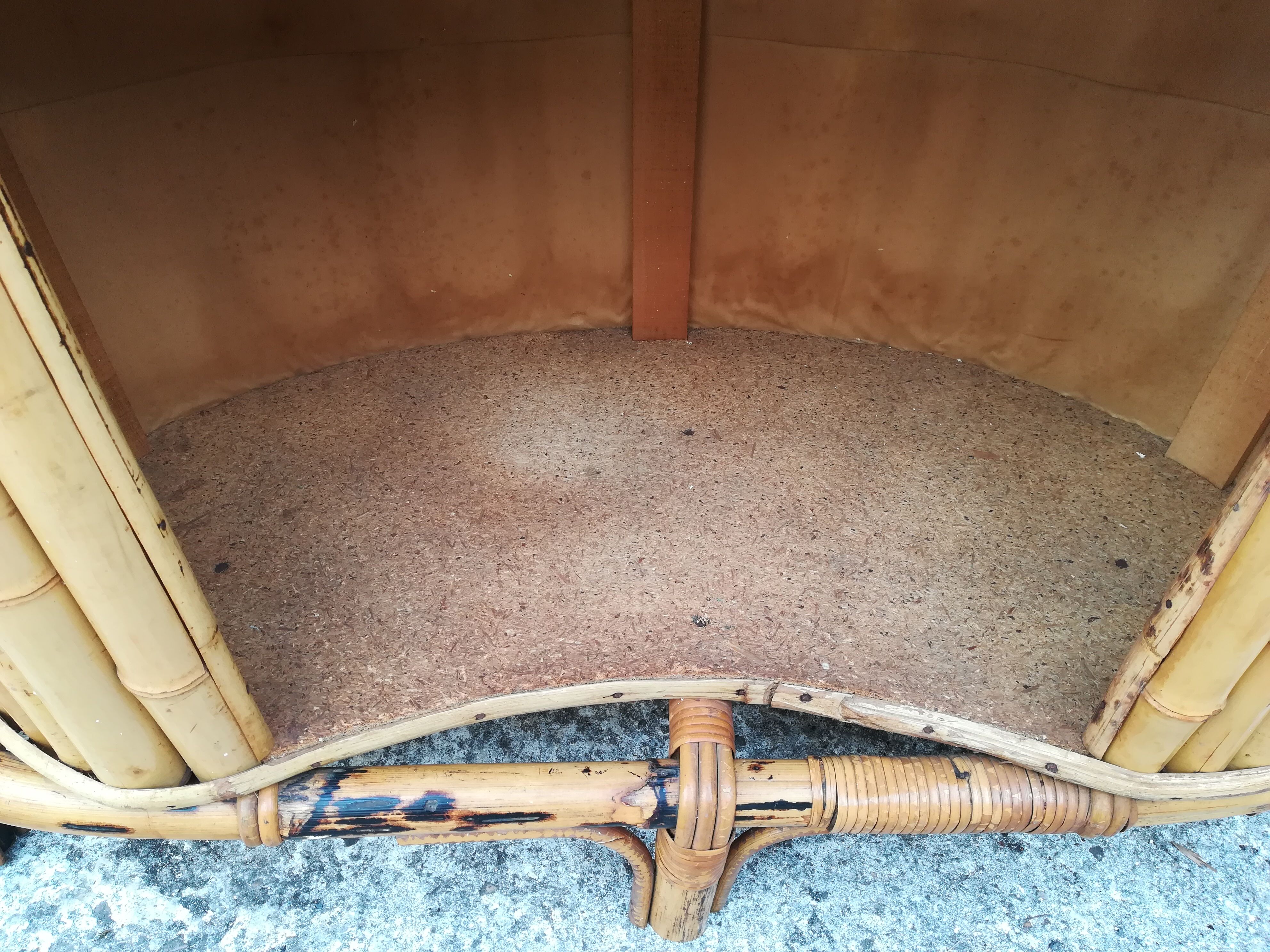 Bamboo tiki bar and two stools