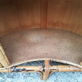 Bamboo tiki bar and two stools