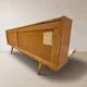 Mid-century wooden folding sofa bed frame, extendable daybed, Czechoslovakia, 190 × 151 × 77 cm