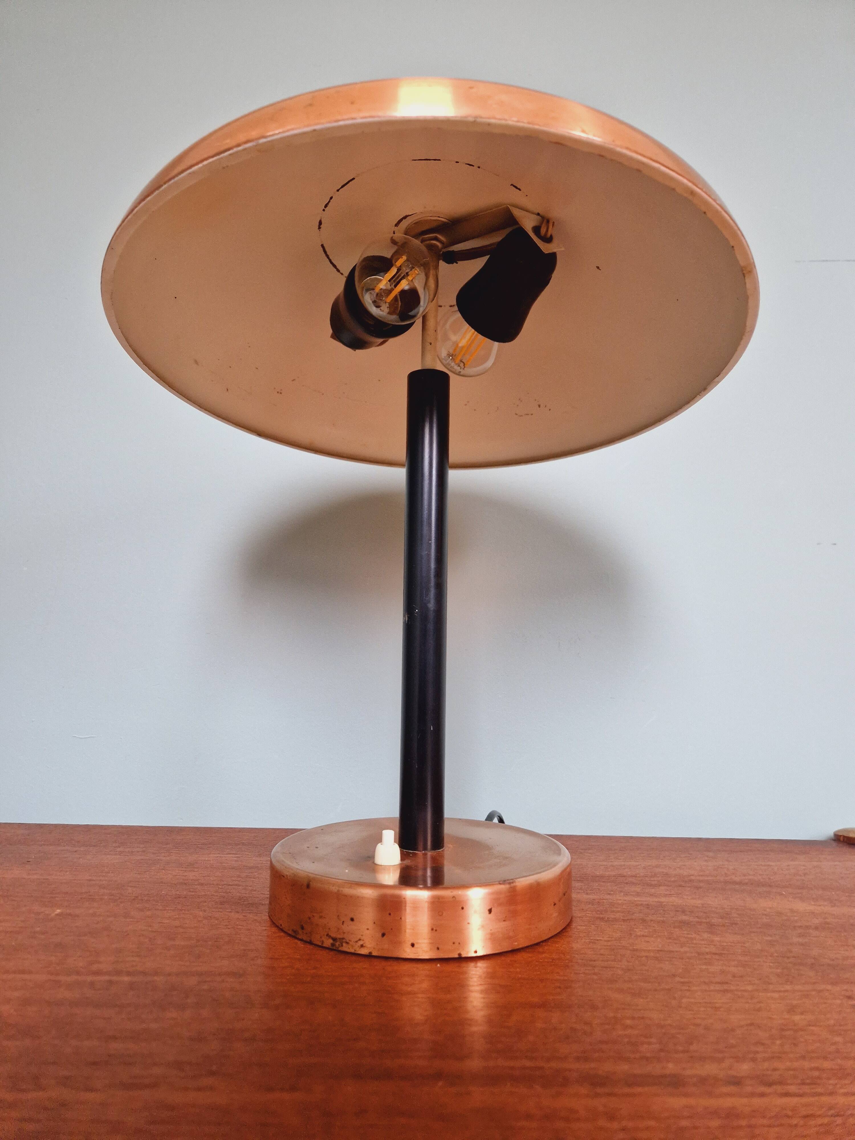 Large copper desk lamp, 1950s