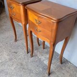 Pair of bedside cherry and bronze