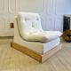 Vintage brutalist armchair in oak – ecru boucle fabric