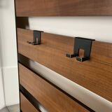 Teak wall coat rack and mirror, 60s, cloakroom