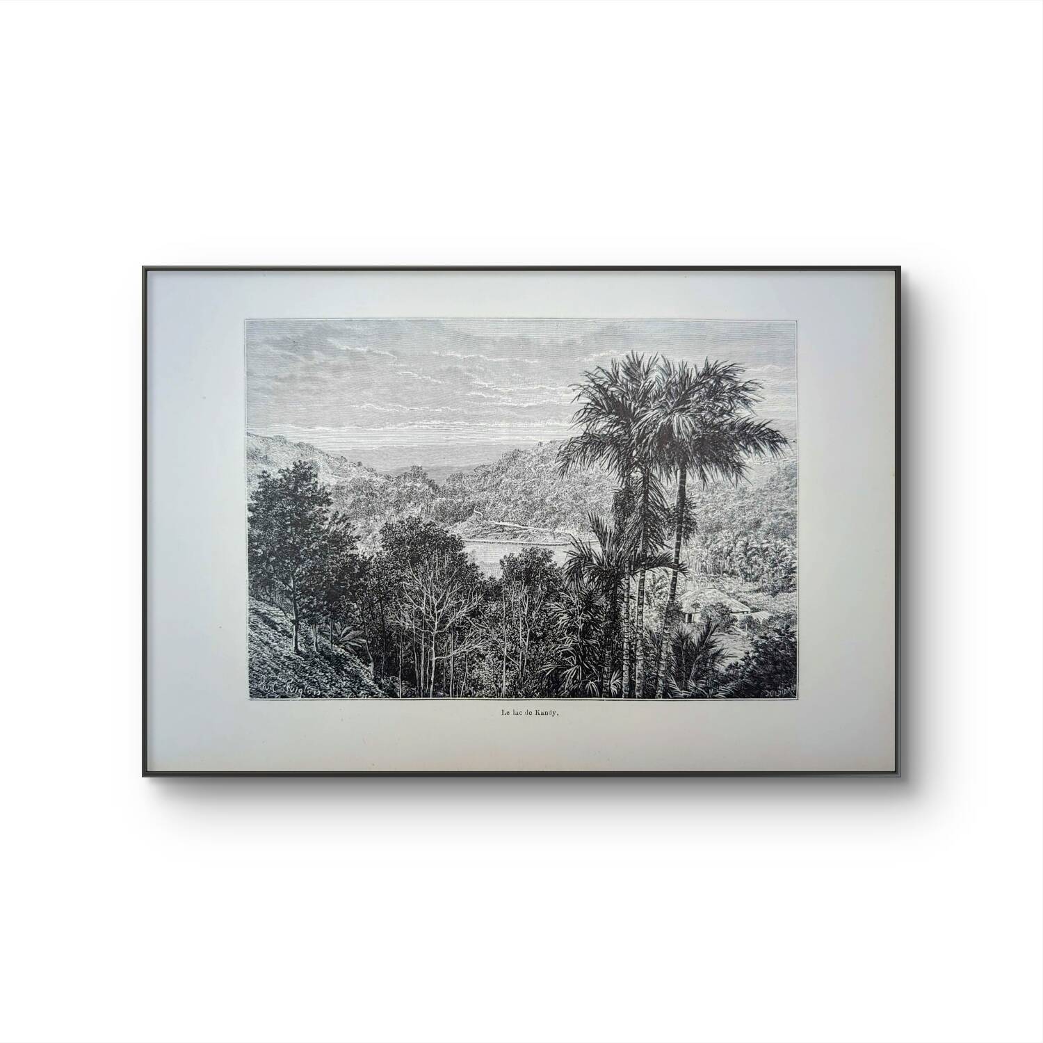 Imprimée en 1894, le lac de Kandy, Sri-Lanka.