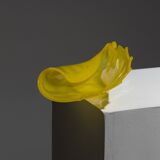 Yellow murano glass shell bowl, luigi mellara, 1970s