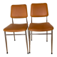 Paire de chaises chromé et skai orange