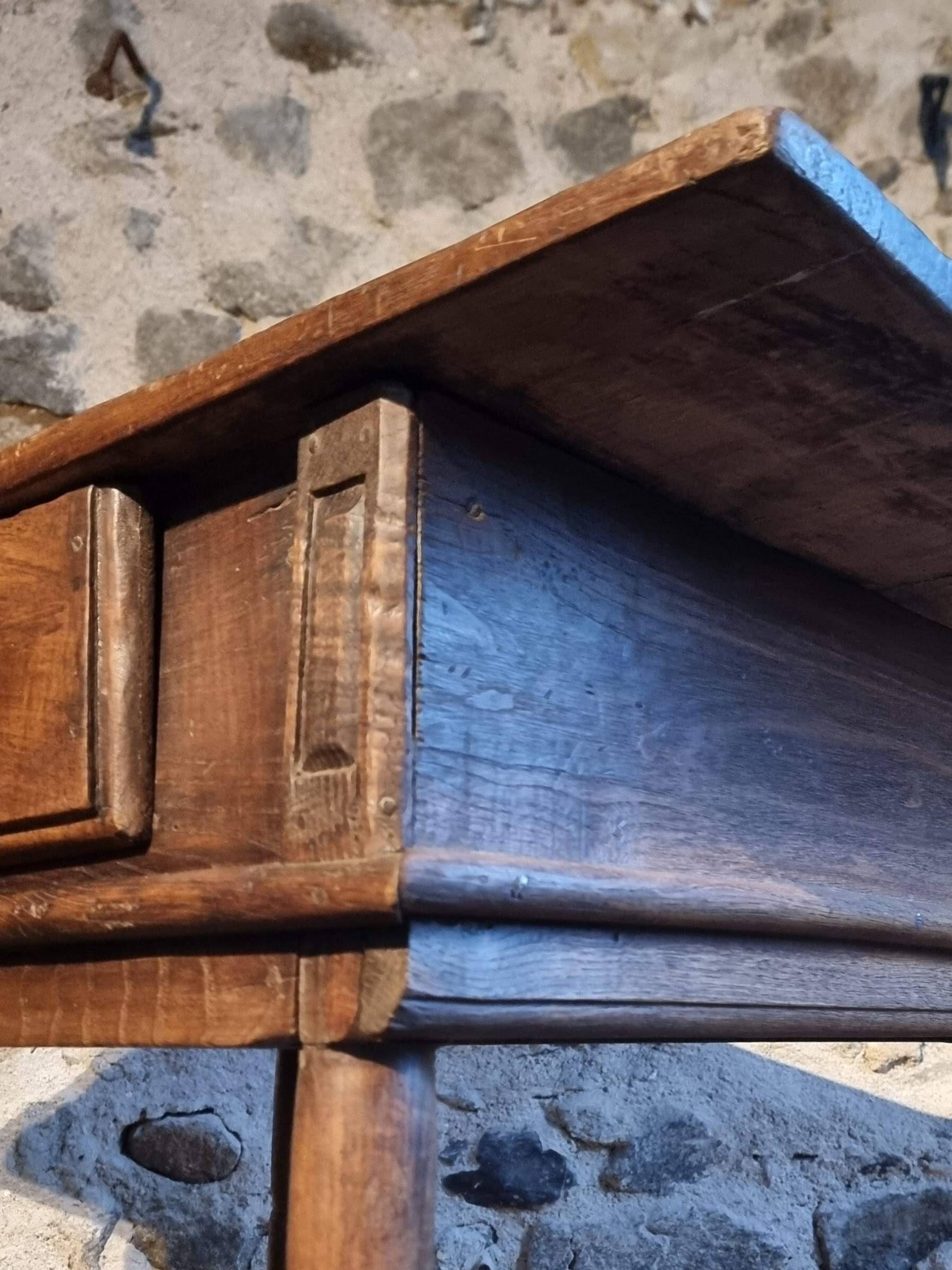 Rustic French oak table with drawer, late 18th – early 19th century, Auvergne