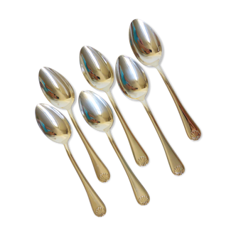 6 cuillères à soupe en métal argenté poinconnées de l'orfèvre Liberty motif coquille 2106249