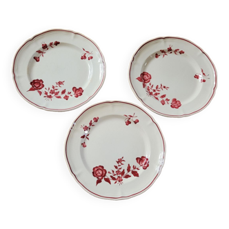 Lot de 3 assiettes plates MBFA Décoré main