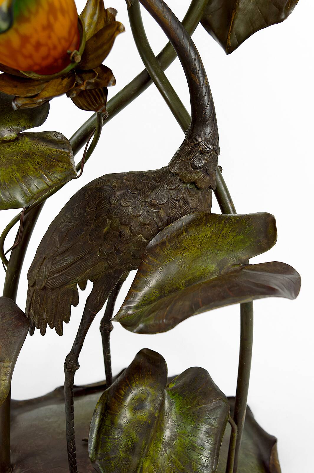 Japanese-style Heron floor lamp, Art Nouveau, France, circa 1900