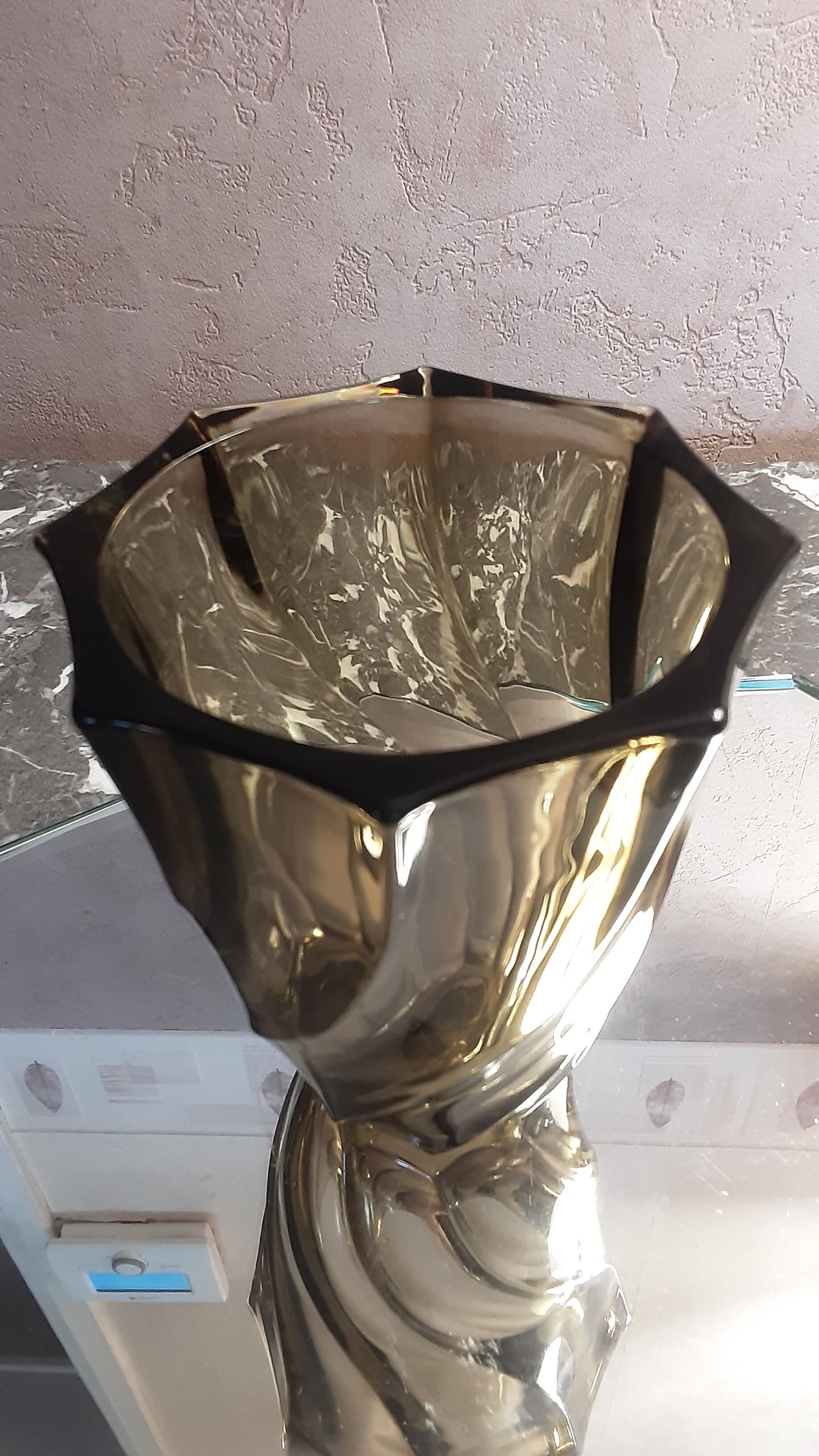 Vintage thick glass elipse vase