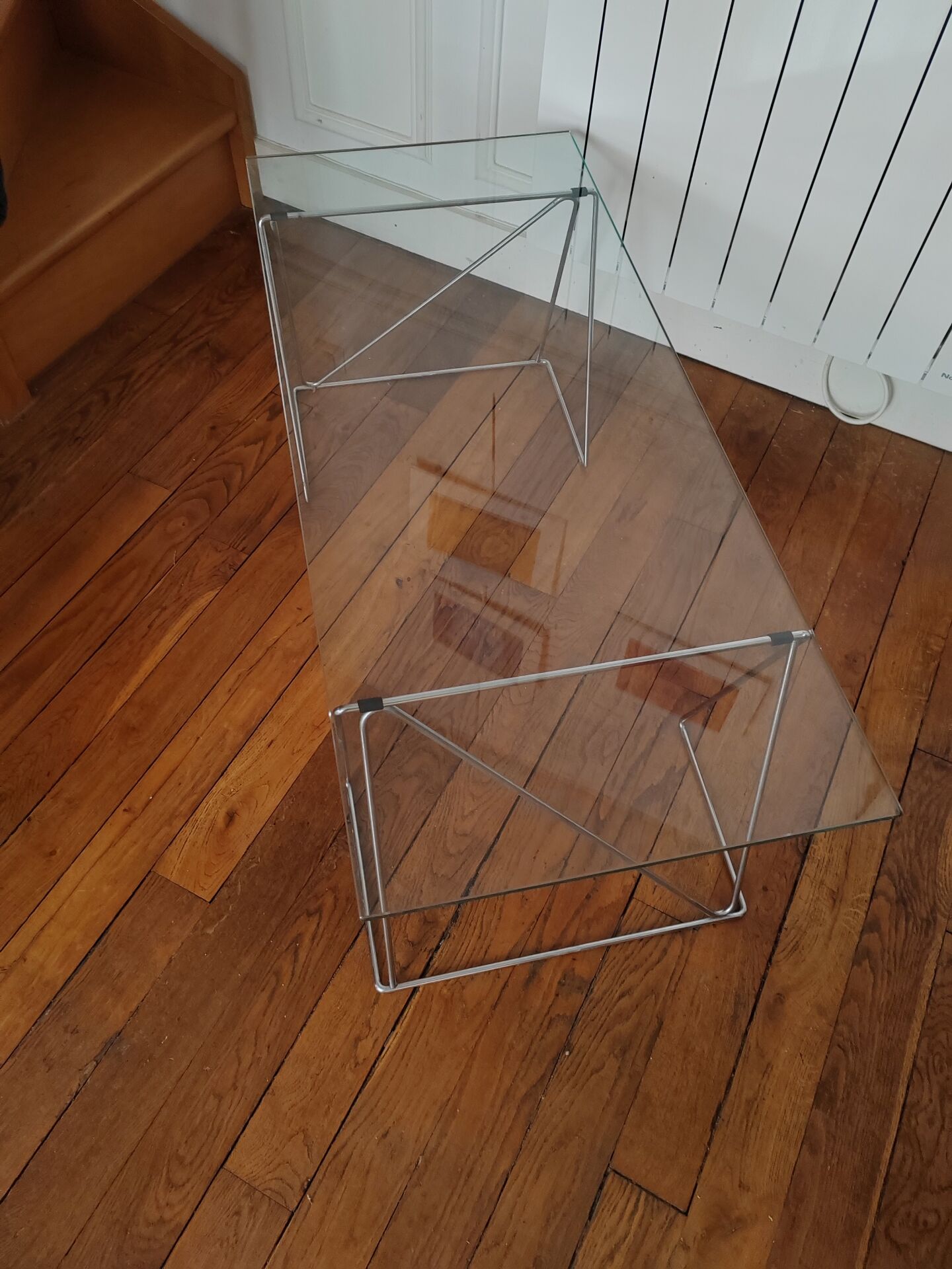 Glass and chrome coffee table