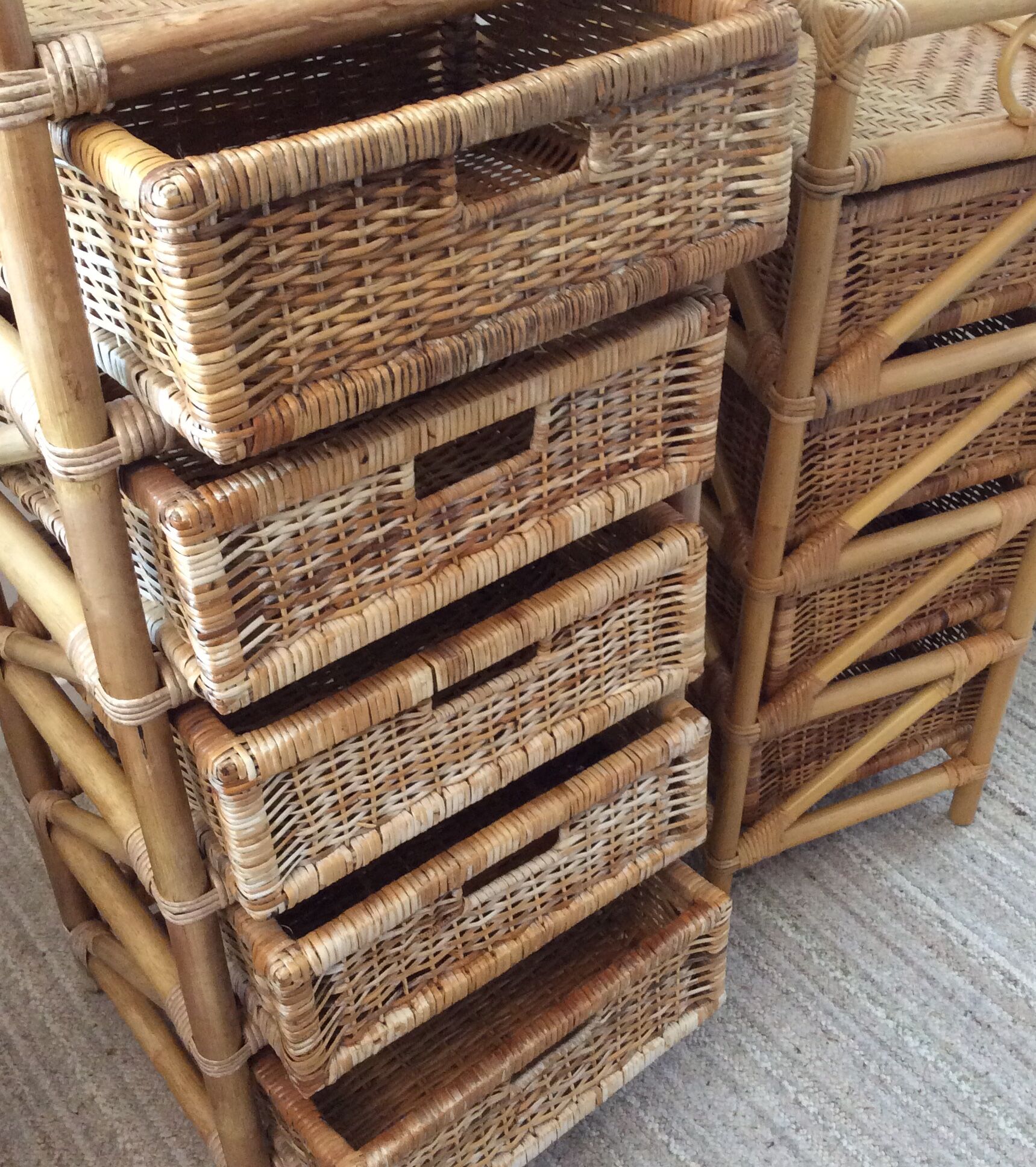 Rattan and wicker rag duo from the 70s