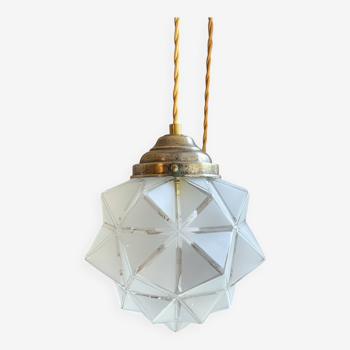 Vintage walking lamp in frosted glass star shape Art Deco Customizable