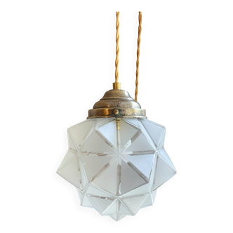 Vintage frosted glass lamp, Art Deco star shape, customizable