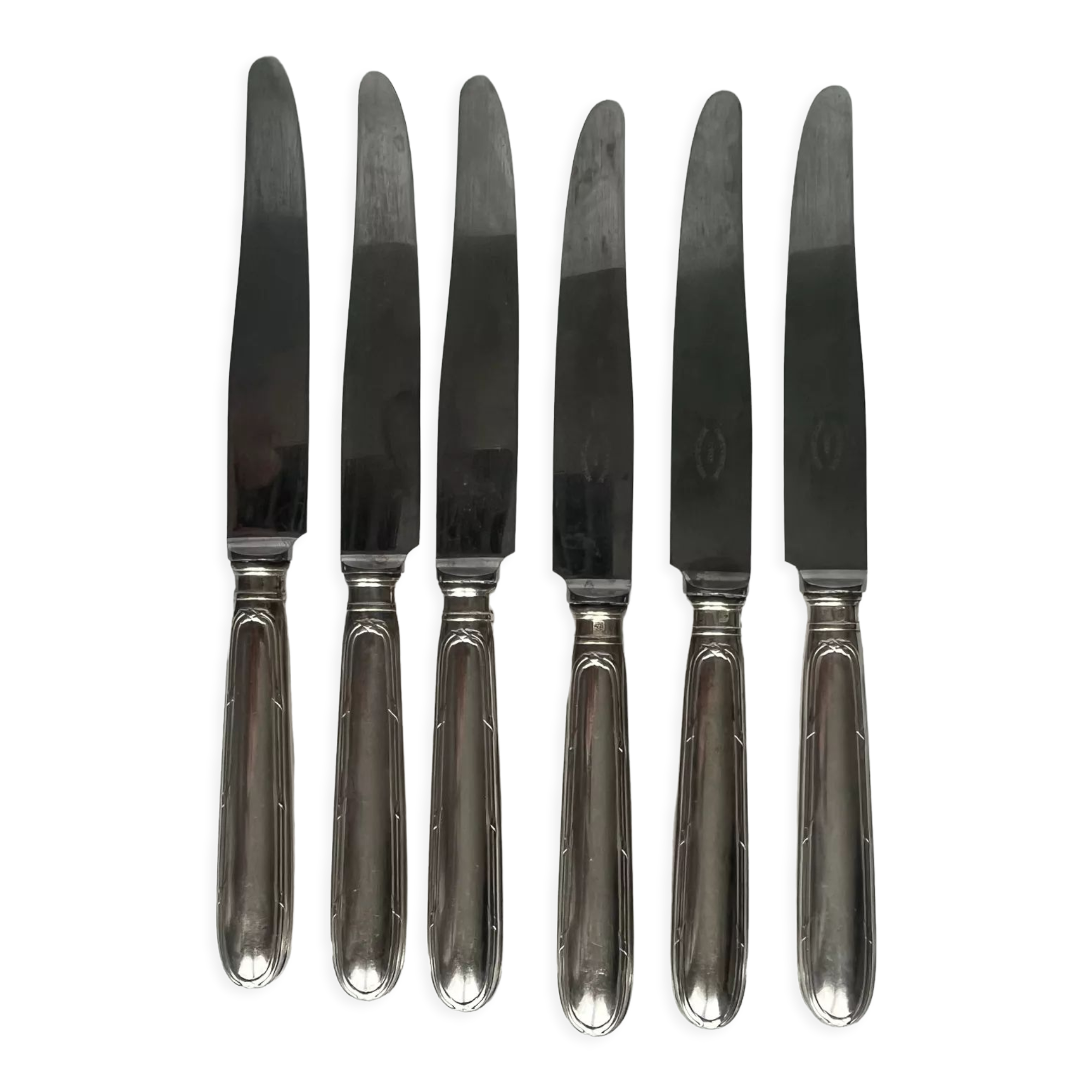 Set of 6 Boulenger silver metal knives