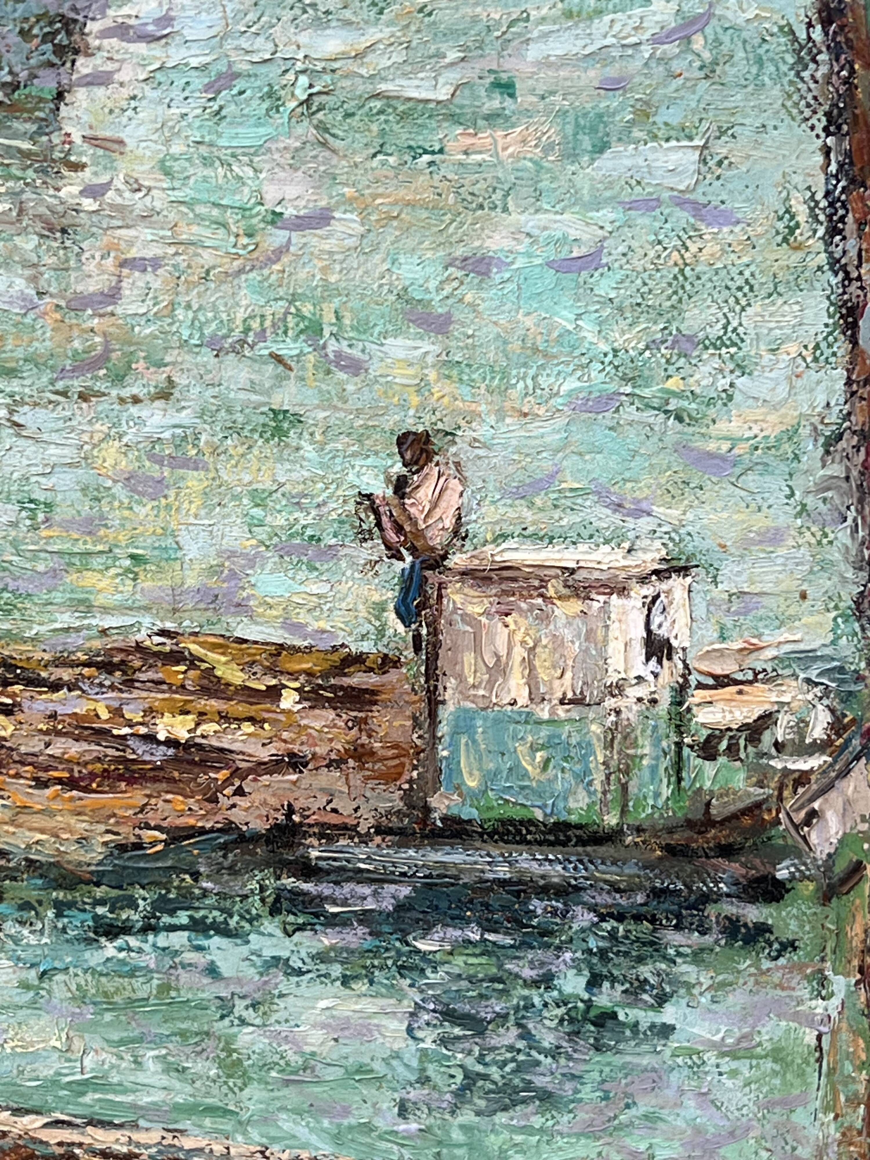 Jean vollet (1935-2015) arcachon bay. claouey. oil on canvas 73 x 92cm