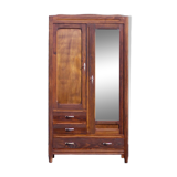 Armoire bois art déco avec miroir, meuble de rangement bois, armoire parisienne vintage
